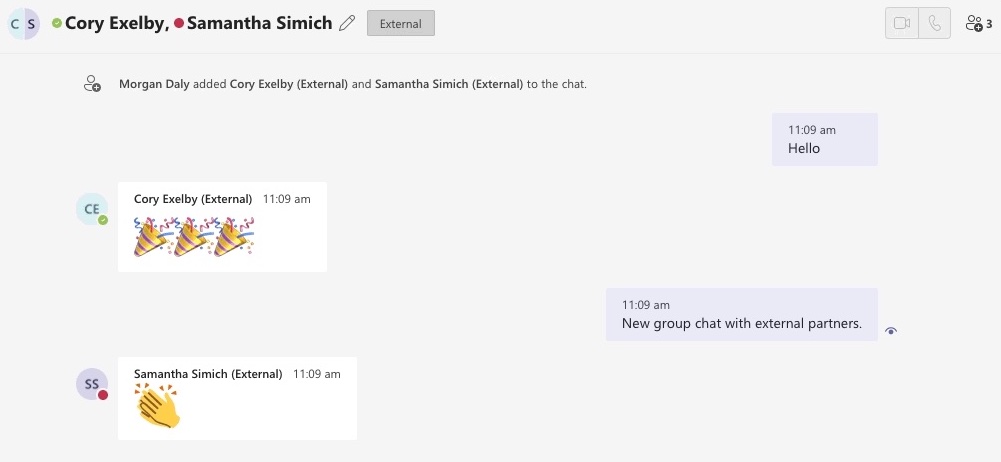 Microsoft Teams now lets you create group chats with external users.