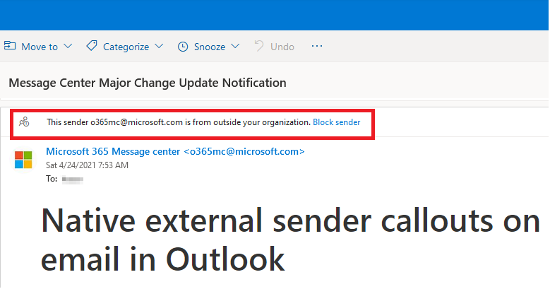 Feature image showing external sender callouts in Microsoft Outlook